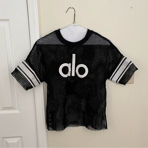 ALO Yoga Black and White Mesh Tee
